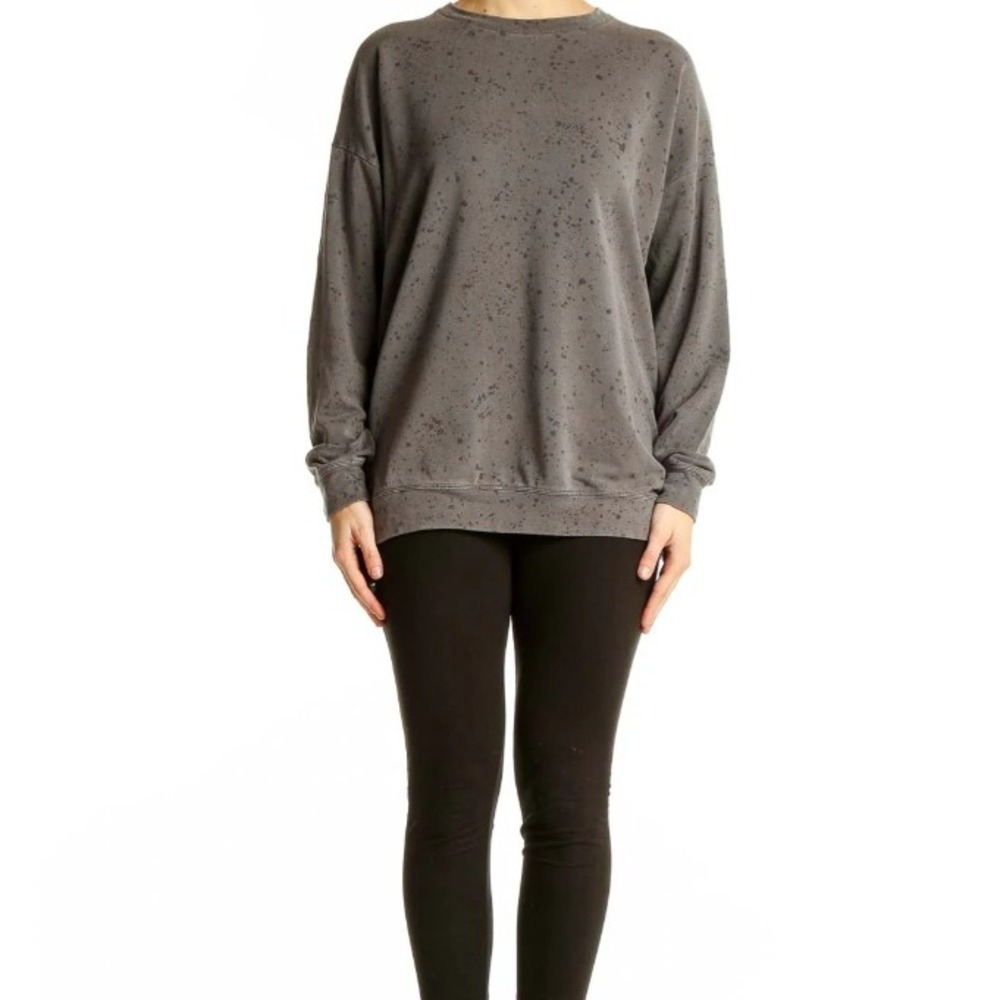 Athleta Studio to Street Printed Paint Splatter Crewneck Sweatshirt Gray Medium